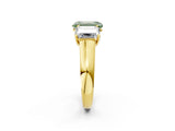 Yellow gold Fancy Green Emerald Cut Three-Stone Diamond Ring with Prong Setting on a Classic Band_14