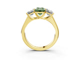 Yellow gold Fancy Green Emerald Cut Three-Stone Diamond Ring with Prong Setting on a Classic Band_15