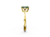 Yellow gold Fancy Green Emerald  Cut Three-Stone Solitaire Ring with Round Accent Diamonds and Four-Prong Setting_22