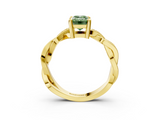 Yellow gold Fancy Green Emerald  Cut Twisted Pavé Band Solitaire Ring with Four-Prong Setting_58