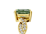 Yellow gold Fancy Green Emerald  Cut Twisted Pavé Band Solitaire Ring with Four-Prong Setting_60