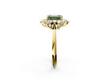 Yellow gold Fancy Green Emerald  Diamond Cluster Halo Ring with Solitaire Band and Four-Prong Setting_22