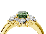Yellow gold Fancy Green Emerald  Diamond Cluster Halo Ring with Solitaire Band and Four-Prong Setting_24