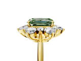 Yellow gold Fancy Green Emerald  Diamond Cluster Halo Ring with Solitaire Band and Four-Prong Setting_25