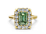 Yellow gold Fancy Green Emerald  Diamond Cluster Halo Solitaire with Four-Prong Setting_93