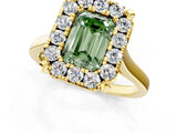 Yellow gold Fancy Green Emerald  Diamond Cluster Halo Solitaire with Four-Prong Setting_94