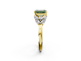 Yellow gold Fancy Green Emerald  Diamond Cluster Leaf Design Ring with Prong Setting_70