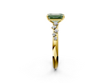 Yellow gold Fancy Green Emerald  Diamond Cluster Prong-Set Solitaire Ring_25