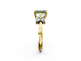 Yellow gold Fancy Green Emerald  Diamond Floral Cluster Ring with Solitaire Band and Prong Setting_50