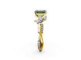 Yellow gold Fancy Green Emerald  Diamond Floral Vine Solitaire Engagement Ring_5