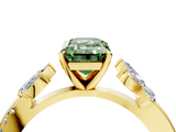 Yellow gold Fancy Green Emerald  Diamond Floral Vine Solitaire Engagement Ring_7