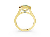 Yellow gold Fancy Green Emerald  Diamond Halo Ring with Milgrain Frame and Pavé Band 3