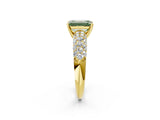 Yellow gold Fancy Green Emerald  Diamond Pavé Band Solitaire Ring with Four-Prong Setting_51
