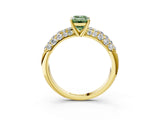Yellow gold Fancy Green Emerald  Diamond Pavé Band Solitaire Ring with Four-Prong Setting_52