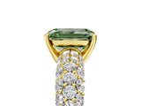 Yellow gold Fancy Green Emerald  Diamond Pavé Band Solitaire Ring with Four-Prong Setting_54