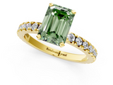 Yellow gold Fancy Green Emerald  Diamond Pavé Band Solitaire with Four-Prong Setting_180