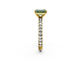 Yellow gold Fancy Green Emerald  Diamond Pavé Band Solitaire with Four-Prong Setting_181