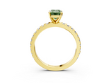 Yellow gold Fancy Green Emerald  Diamond Pavé Band Solitaire with Four-Prong Setting_182