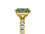 Yellow gold Fancy Green Emerald  Diamond Pavé Band Solitaire with Four-Prong Setting_184