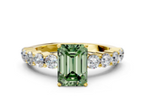 Yellow gold Fancy Green Emerald  Diamond Pavé Band Solitaire with Four-Prong Setting_3