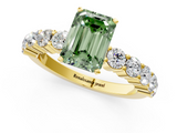 Yellow gold Fancy Green Emerald  Diamond Pavé Band Solitaire with Four-Prong Setting_4
