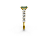 Yellow gold Fancy Green Emerald  Diamond Pavé Band Solitaire with Four-Prong Setting_5
