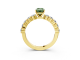 Yellow gold Fancy Green Emerald  Diamond Pavé Band Solitaire with Four-Prong Setting_6
