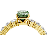 Yellow gold Fancy Green Emerald  Diamond Pavé Band Solitaire with Four-Prong Setting_7