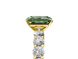Yellow gold Fancy Green Emerald  Diamond Pavé Band Solitaire with Four-Prong Setting_8