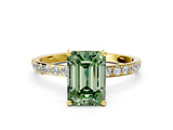 Yellow gold Fancy Green Emerald  Diamond Pavé Band with Six-Prong Setting_31