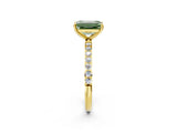 Yellow gold Fancy Green Emerald  Diamond Pavé Band with Six-Prong Setting_33