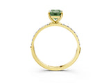 Yellow gold Fancy Green Emerald  Diamond Pavé Band with Six-Prong Setting_34