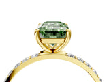 Yellow gold Fancy Green Emerald  Diamond Pavé Band with Six-Prong Setting_35