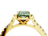 Yellow gold Fancy Green Emerald  Diamond Pave Band with Floral Prong Setting_31