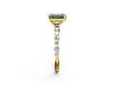 Yellow gold Fancy Green Emerald  Diamond Prong Set Engagement Ring with Pave Band_206