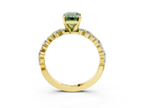 Yellow gold Fancy Green Emerald  Diamond Prong Set Engagement Ring with Pave Band_207