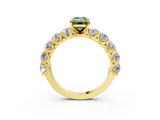 Yellow gold Fancy Green Emerald  Diamond Prong Setting with Side Stones on a Pave Band_132