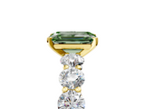 Yellow gold Fancy Green Emerald  Diamond Prong Setting with Side Stones on a Pave Band_134