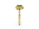 Yellow gold Fancy Green Emerald  Diamond Solitaire Ring with Shared Prong Pavé Band_68