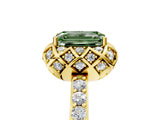 Yellow gold Fancy Green Emerald  Diamond Solitaire Ring with Shared Prong Pavé Band_71