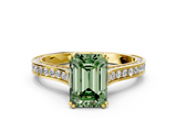 Yellow gold Fancy Green Emerald  Diamond Solitaire with Pave Band and Six-Prong Setting_20
