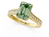 Yellow gold Fancy Green Emerald  Diamond Solitaire with Pave Band and Six-Prong Setting_21