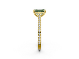 Yellow gold Fancy Green Emerald  Diamond Solitaire with Pave Band and Six-Prong Setting_22