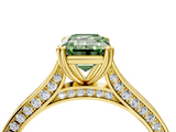 Yellow gold Fancy Green Emerald  Diamond Solitaire with Pave Band and Six-Prong Setting_24