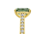 Yellow gold Fancy Green Emerald  Diamond Solitaire with Pave Band and Six-Prong Setting_25