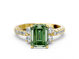 Yellow gold Fancy Green Emerald  Diamond Three-Stone Pave Band with Four-Prong Setting_21