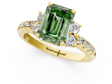 Yellow gold Fancy Green Emerald  Diamond Three-Stone Pave Band with Four-Prong Setting_22