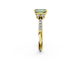 Yellow gold Fancy Green Emerald  Diamond Three-Stone Pave Band with Four-Prong Setting_23