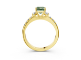 Yellow gold Fancy Green Emerald  Diamond Three-Stone Pave Band with Four-Prong Setting_24