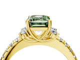 Yellow gold Fancy Green Emerald  Diamond Three-Stone Pave Band with Four-Prong Setting_25